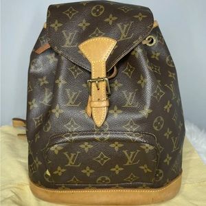 Louis Vuitton Montsouris Backpack MM Brown Canvas Discontinued EUC